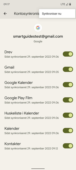 Vælg Synkroniser nu