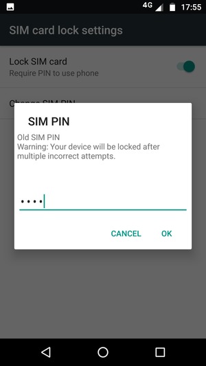 Enter your Old SIM PIN and select OK