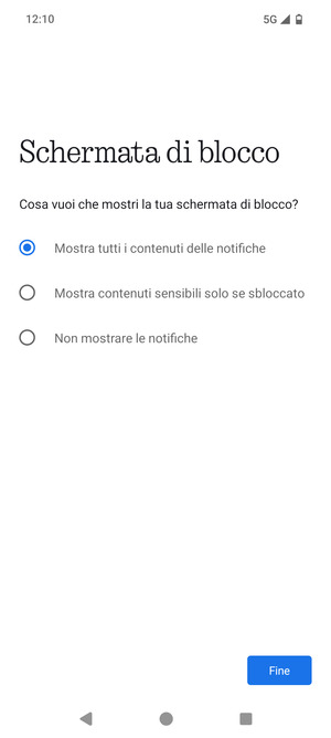 Seleziona la tua opzione preferita e seleziona Fine