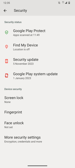 To change the PIN for the SIM card, go to the Security menu and scroll to and select More security settings