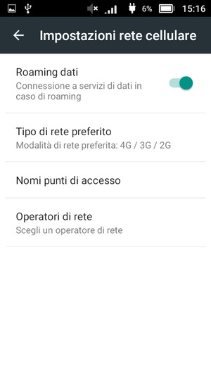 Attiva o disattiva Roaming dati
