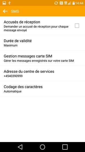 Sélectionnez Adresse du centre de services
