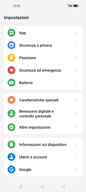 Scorri e seleziona Sicurezza e privacy