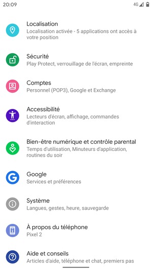 Faites défiler et sélectionnez Système