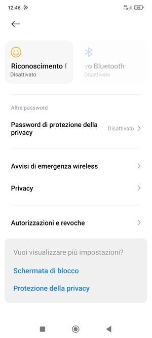Scorri e seleziona Privacy