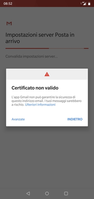 Seleziona INDIETRO