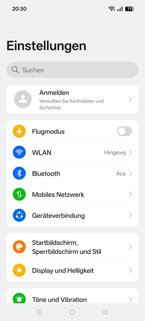 Wählen Sie Mobiles Netzwerk