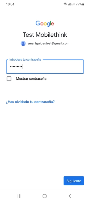 Introduzca su contraseña de Gmail y seleccione Siguiente