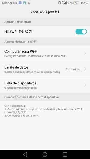 El teléfono ha sido configurado para su uso como módem