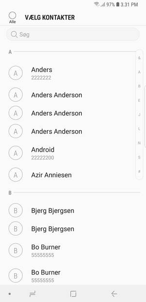 Marker tjekboksen Alle