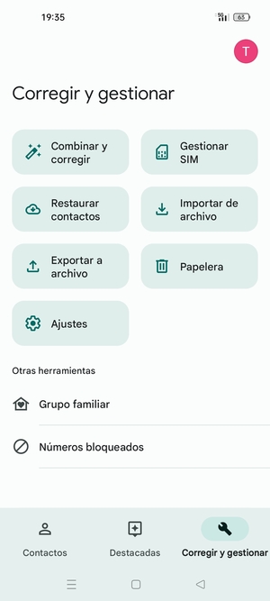 Seleccione Gestionar SIM