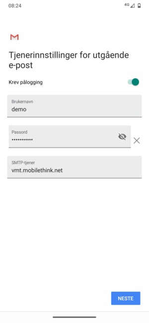 Skriv inn utgående serveradresse