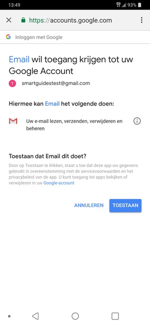 Selecteer TOESTAAN