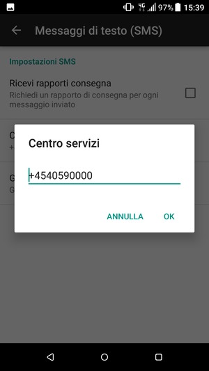 Inserisci il numero di Centro servizi e seleziona OK