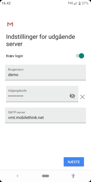 Indtast udgående serveradresse