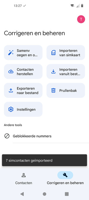 Uw contactpersonen worden opgeslagen naar uw Google-account en naar uw telefoon de volgende keer dat Google gesynchroniseerd wordt.