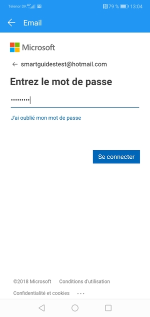 Saisissez votre mot de passe Hotmail et sélectionnez Se connecter
