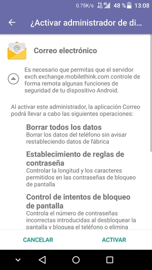Seleccione ACTIVAR
