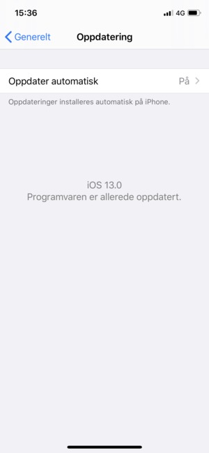 Hvis din iPhone er oppdatert, vil du se følgende skjermbilde.