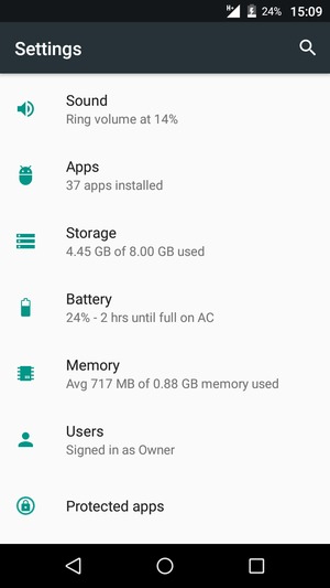 Scroll to and select Battery