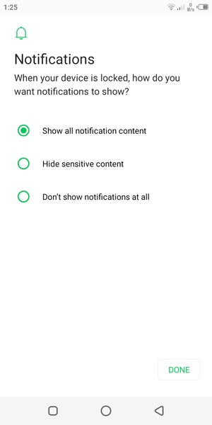 Select your preferred option and select DONE