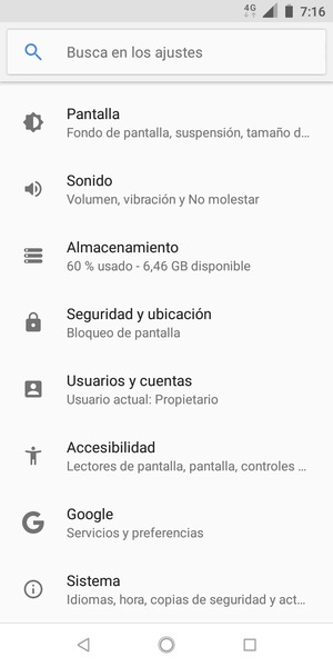 Desplácese y seleccione Sistema