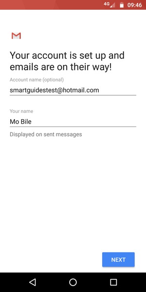 Give your account a name and enter your name. Select NEXT