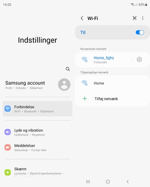 Du er nu tilsluttet Wi-Fi netværket