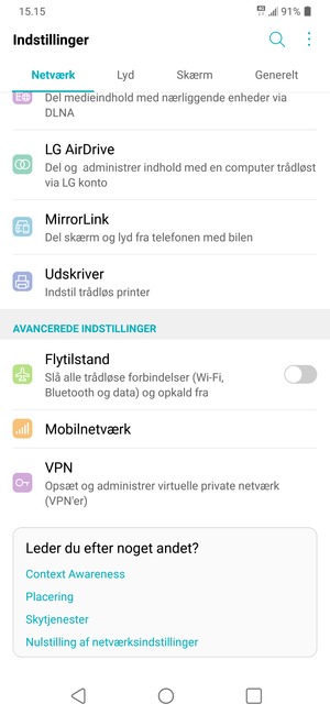 Scroll til og vælg Mobilnetværk