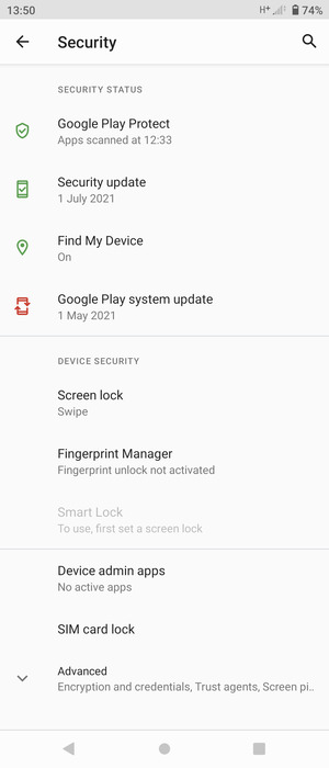 Select Screen lock