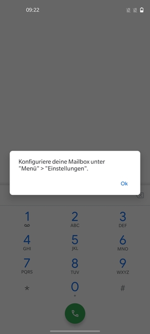 Falls Ihre Voicemail nicht eingerichtet ist, wählen Sie OK