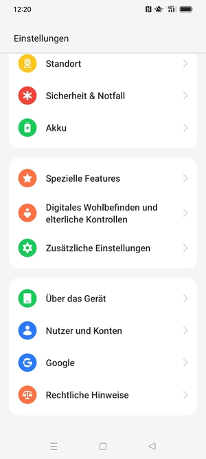 Scrollen Sie und wählen Sie Über das Gerät