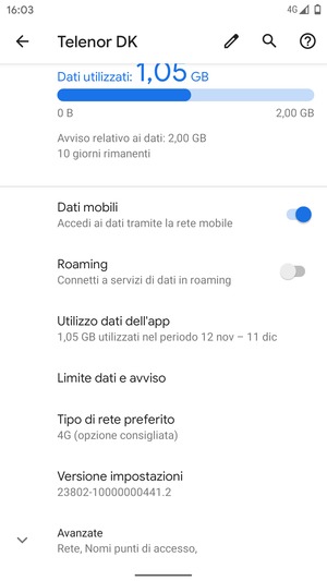 Per modificare la rete, in presenza di problemi, seleziona Avanzate