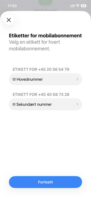 Velg Fortsett