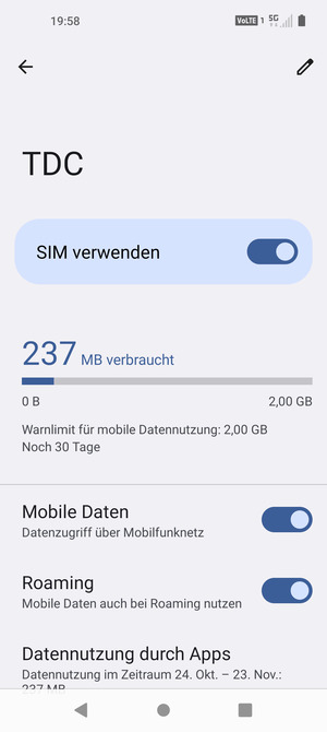 Schalten Sie Roaming an oder aus