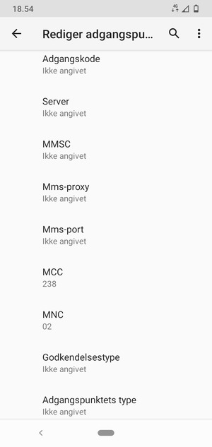 Scroll ned og indtast MMS-oplysninger