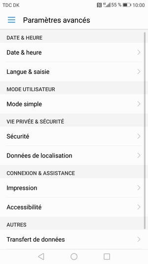 Sélectionnez Sécurité