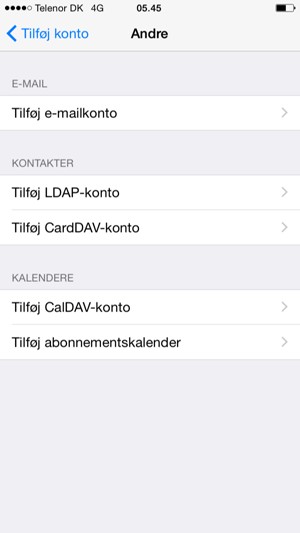 Vælg Tilføj e-mailkonto