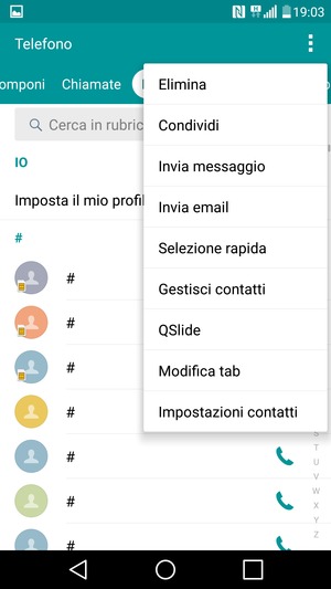 Seleziona Gestisci contatti