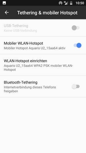 Ihr Handy ist jetzt für die Verwendung als Modem eingerichtet