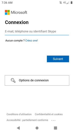 Saisissez votre adresse e-mail et sélectionnez Suivant