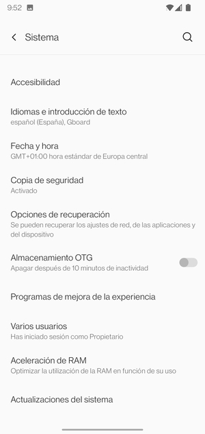 Seleccione Actualizaciones del sistema