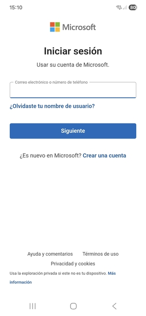 Introduzca su dirección de Hotmail y seleccione Siguiente