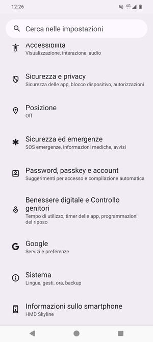 Scorri e seleziona Sicurezza e privacy