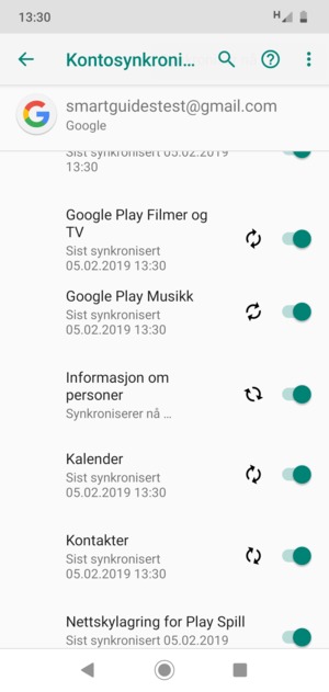 Dine kontakter fra Google vil synkroniseres til telefonen din