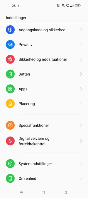 Scroll til og vælg Adgangskode og sikkerhed