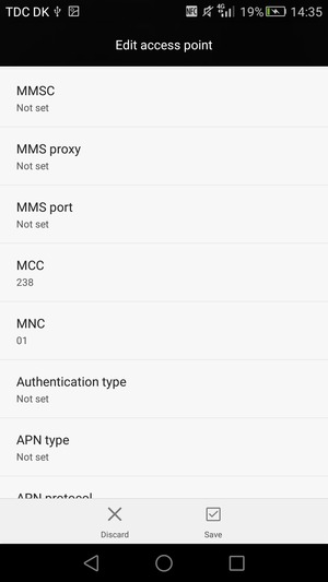 Scroll down and enter MMS information