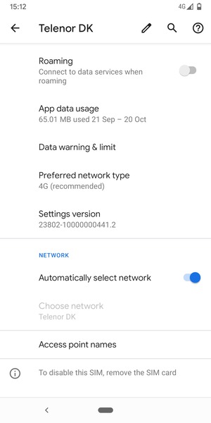 Turn off Automatically select network