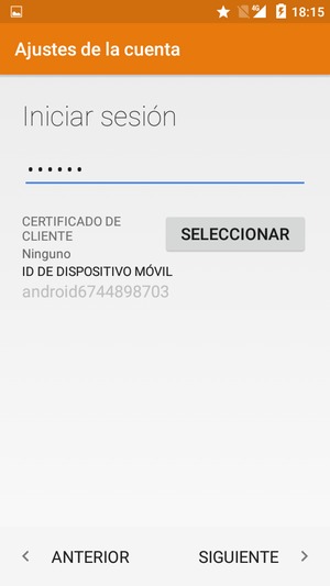 Introduzca su contraseña y seleccione SIGUIENTE
