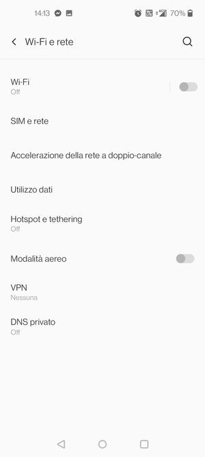 Seleziona SIM e rete